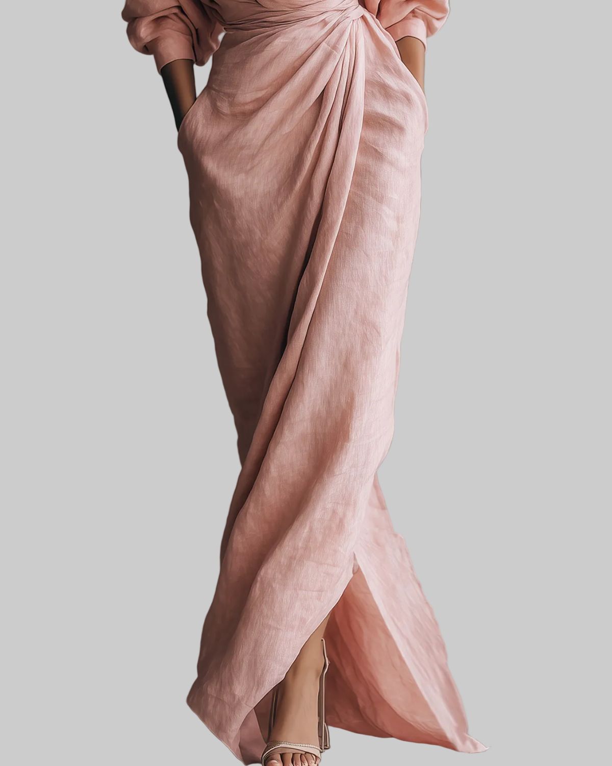 ROSA ELEGANT LINEN-BLEND MAXI DRESS