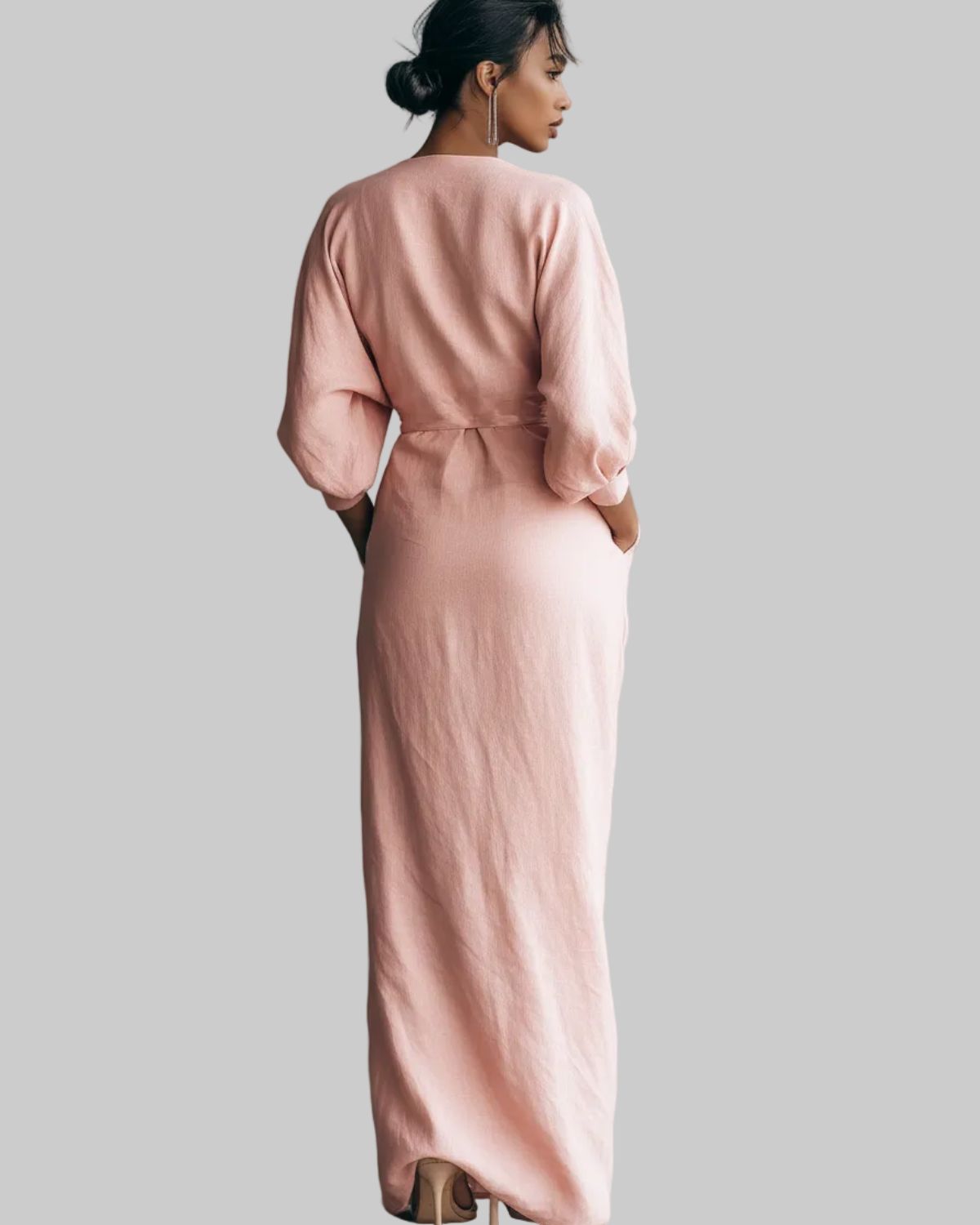ROSA ELEGANT LINEN-BLEND MAXI DRESS
