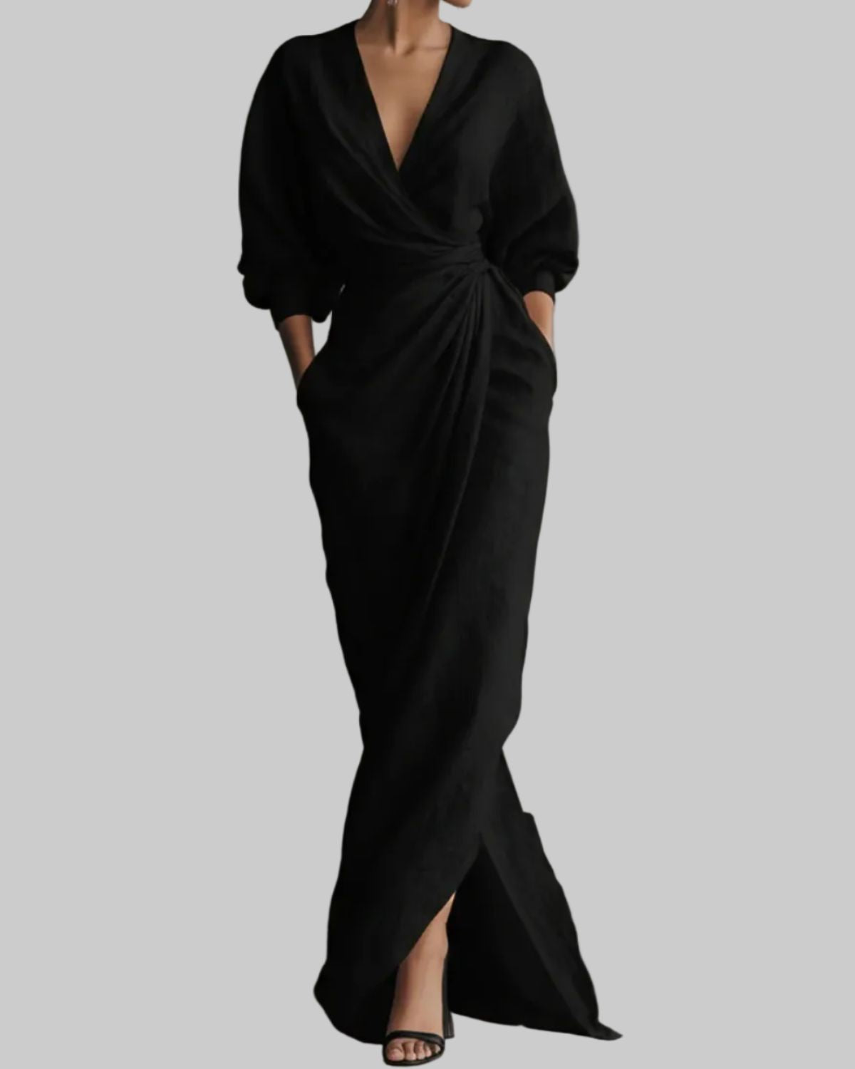 ROSA ELEGANT LINEN-BLEND MAXI DRESS