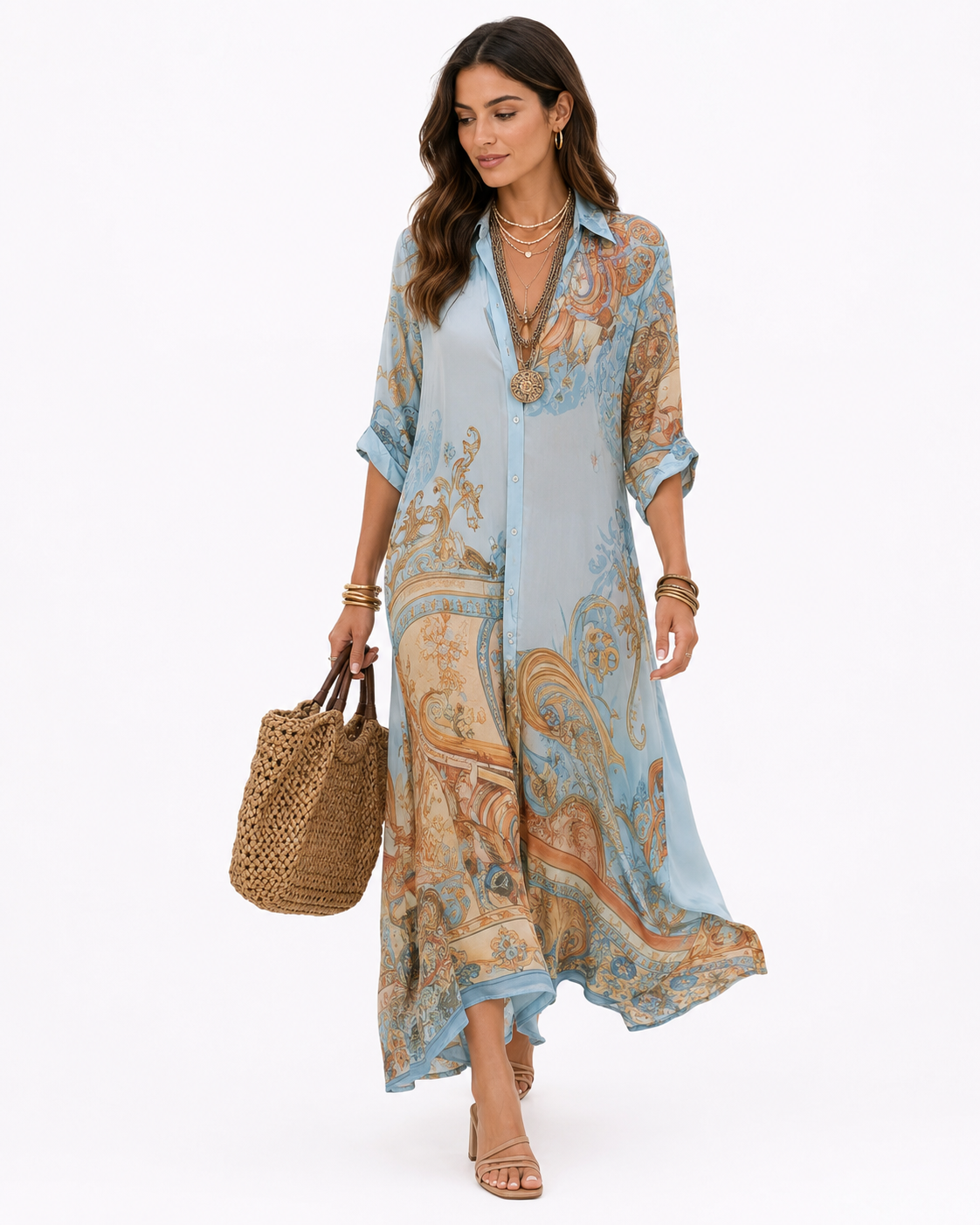VALENTINA | Floral Baroque Shirt Dress