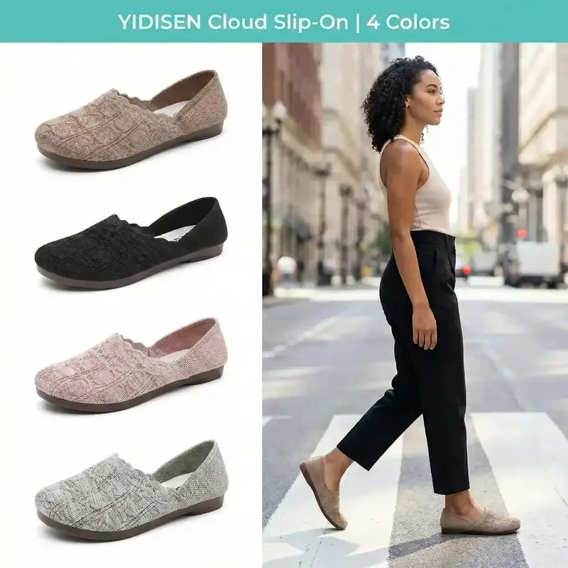 LOLA |👟Women's Casual Breathable Knit Shoes✨ Breathable knit fabric keeps feet cool and comfortable; flexible PVC sole, ideal for long walks🚶