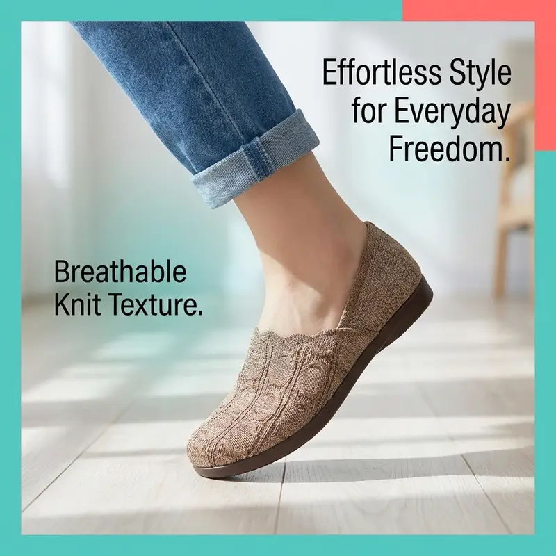 LOLA |👟Women's Casual Breathable Knit Shoes✨ Breathable knit fabric keeps feet cool and comfortable; flexible PVC sole, ideal for long walks🚶